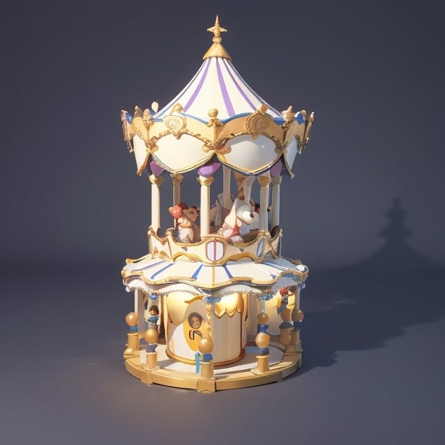 masterpiece, best quality, 8k, official art, carousel, merry-go-round, 3d, in theme of circus, disney_park, alice, behance, art station, pintrest, wonderland elements, magic, game ui ux design, Concept art, luxtech,isometric