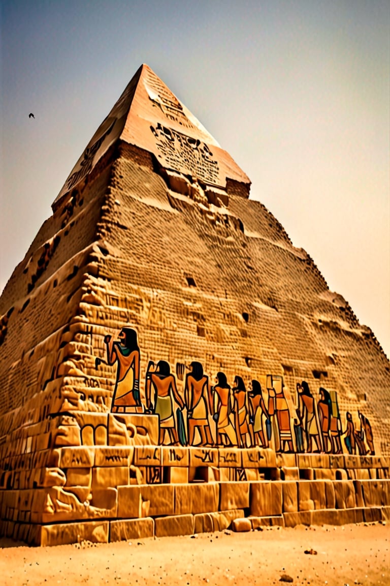 "As street art graces the Egyptian pyramids, it weaves tales of peace, war, money, and the diverse human experience. The walls of the pyramids become a canvas portraying the lives and stories of countless people, beautifully blending the city's history and diversity into a captivating masterpiece."
Three-dimensional expression.