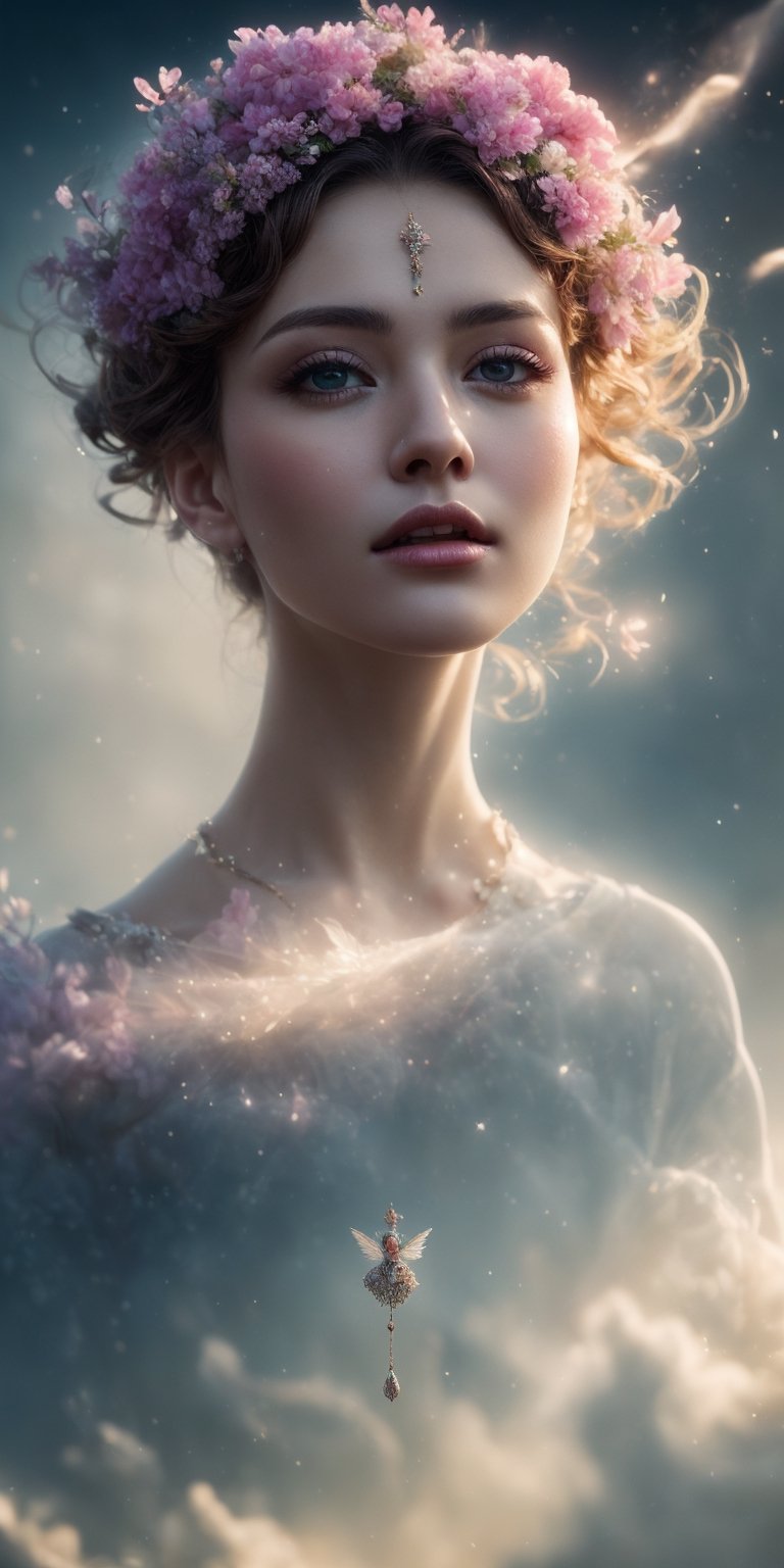 This singular photograph encapsulates the pinnacle of beauty,  set against a fantastical world,  an enigmatic realm that n...