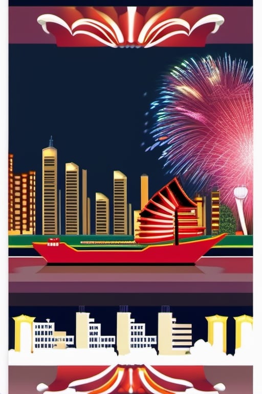 Hong Kong harbour , fireworks , new year