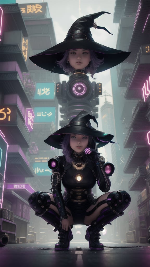 best quality, masterpiece, (detailed:1.2), 1girl, mona, squatting, cutesie, witch hat, science fiction, cyberpunk, purple hair, chromatic aberration, outdoors, city, crowd, faceless crowd","wallpaper, 1boy, solo, male focus, tattoo, monochrome, cyberpunk, (chromatic aberration), detailed background, mechanical parts, cable, indoors,pixel art,yunjindef