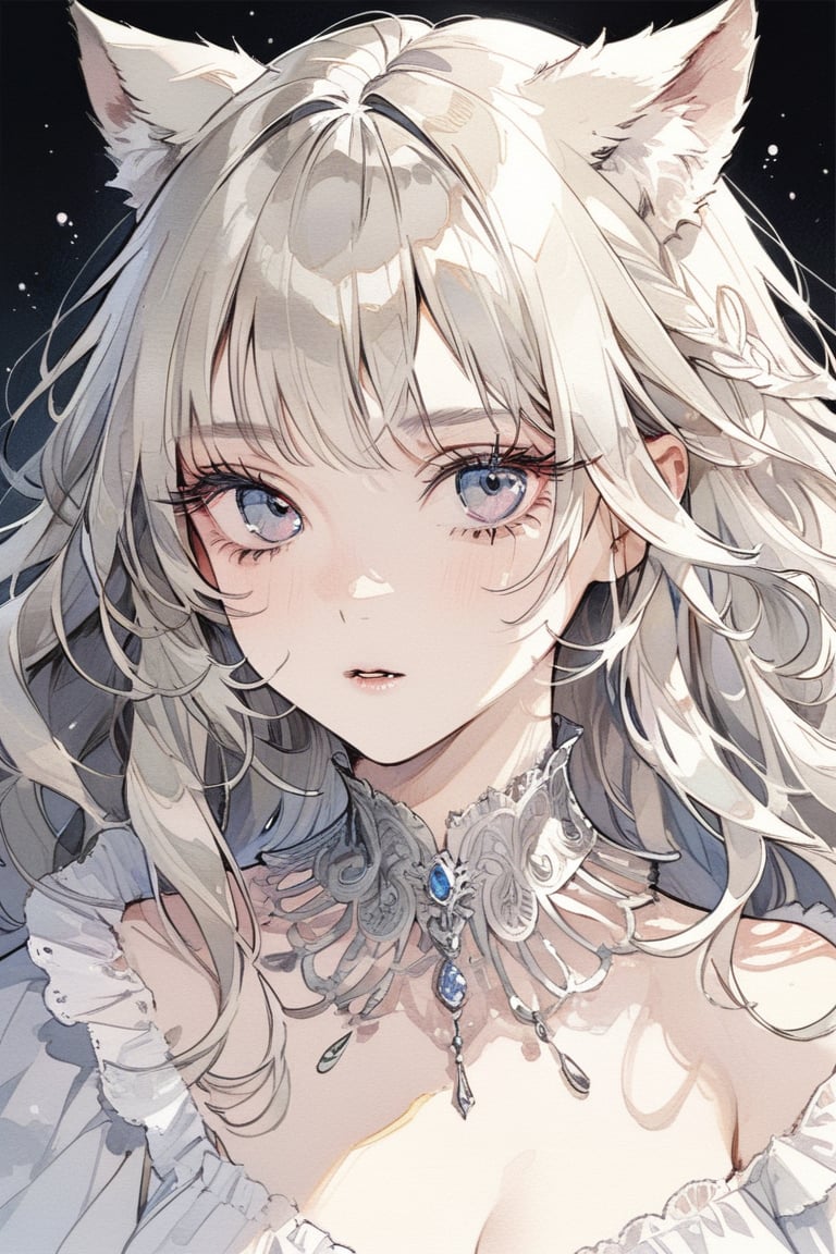 ((masterpiece)), ultra detailed, best quality, 8k, high resolutionl, aesthetic, 1girl, female, illustration, Beautiful eyes, detailed, extremely detailed, stunning eyes, long hair, werewolf, full-body_portrait, 