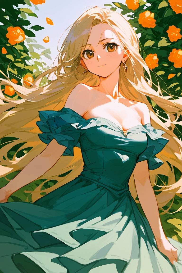 score_9_up, score_9, score_8_up, score_8, score_7, score_7_up, score_6_up, score_5_up, score_4_up, female, illustration,  beautiful, cinematic, dress, long hair, blonde hair, pale skin, brown eyes. bratty, hourglass figure, BREAK,source_anime,