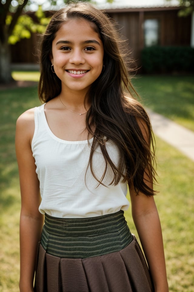 a 12 year old Latina girl,  (((12yo))),  cute preteen girl with dark brown hair by user_650519406236927589 on Tensor.Art