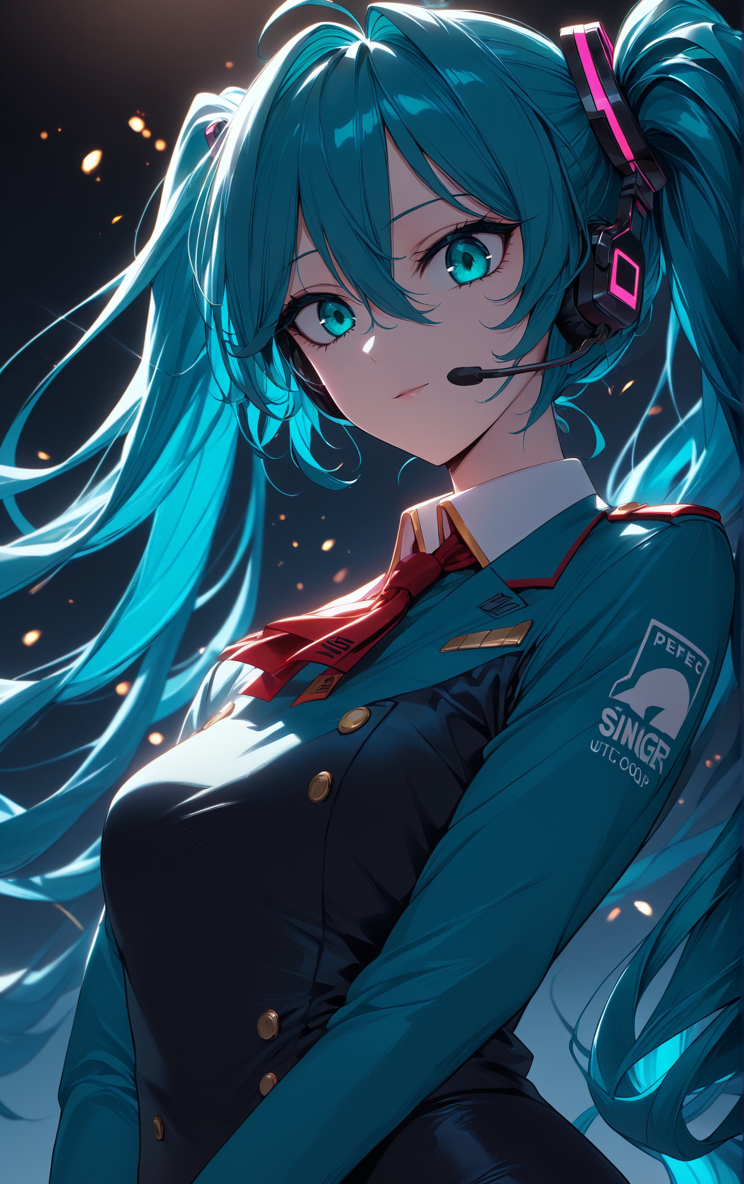 SCORE_9, SCORE_8_UP, SCORE_7_UP, SCORE_6_UP,

MASTERPIECE, BEST QUALITY, HIGH QUALITY, 
HIGHRES, ABSURDRES, PERFECT COMPOSITION,
INTRICATE DETAILS, ULTRA-DETAILED,
PERFECT FACE, PERFECT EYES,
NEWEST, 

Movie Poster page, (promotional poster), Hatsune Miku, 1female, solo, humanoid android, teal hair, teal eyes, singer's uniform, headset, WeirdOutfit style, concert, Nippon Budokan, glowneon, glowing, sparks, lightning, shadow minimalism, (best quality), (masterpiece), detailed, beautiful detailed eyes, perfect anatomy, perfect body, perfect face, perfect hair, perfect legs, perfect hands, perfect arms, perfect fingers, detailed hair, detailed face, detailed eyes, detailed clothes, detailed skin, ultra-detailed, (full body), (upper body), (top quality), pop art, extremely detailed, extremely detailed CG, (high resolution), highly detailed, (high quality), (perfect quality), (glitchcore colors), racingmiku2022,