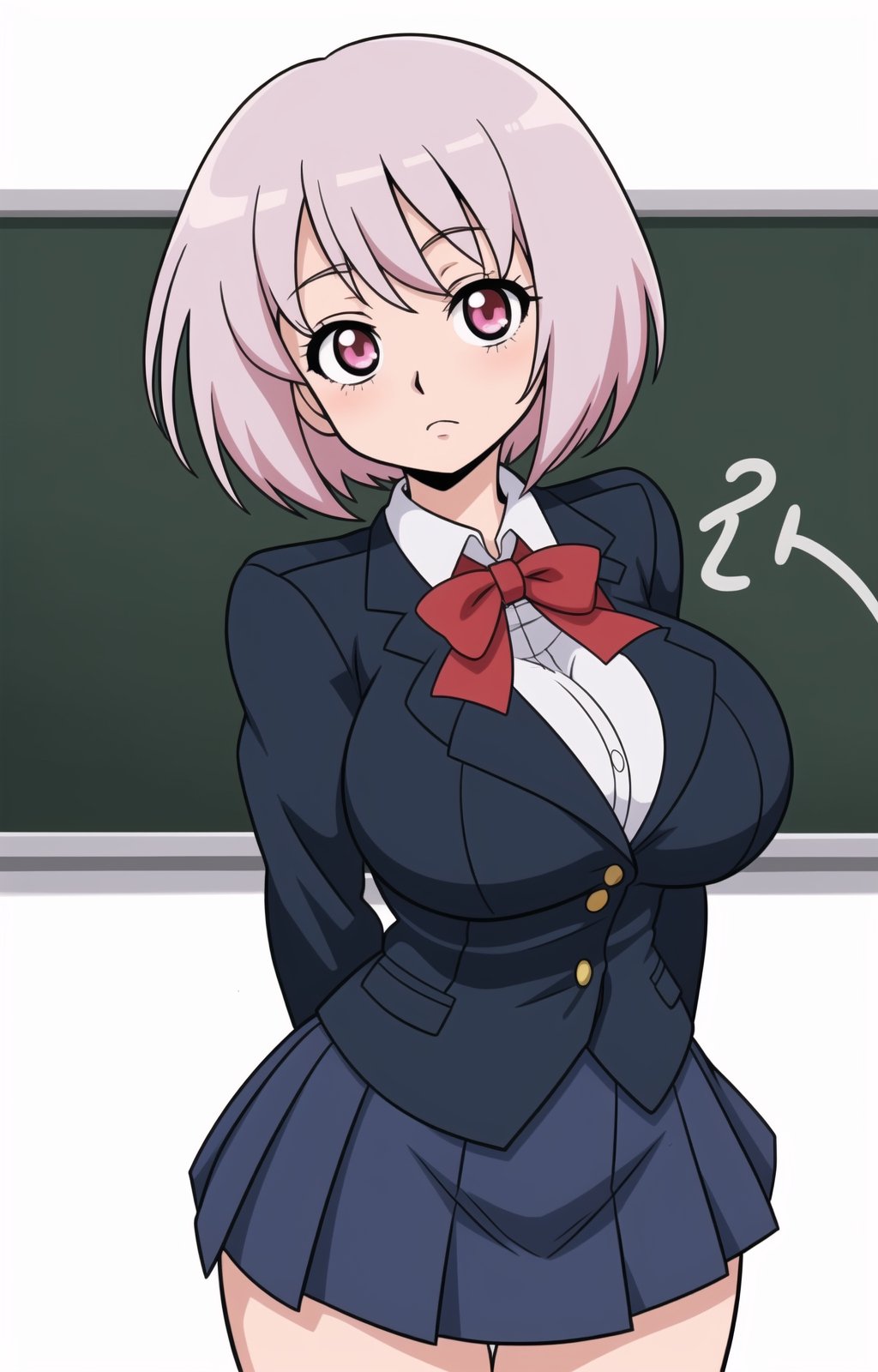 anime_hair, school_girl, school_uniforms, schoolgirl, big_breasts, uniform, short-hair