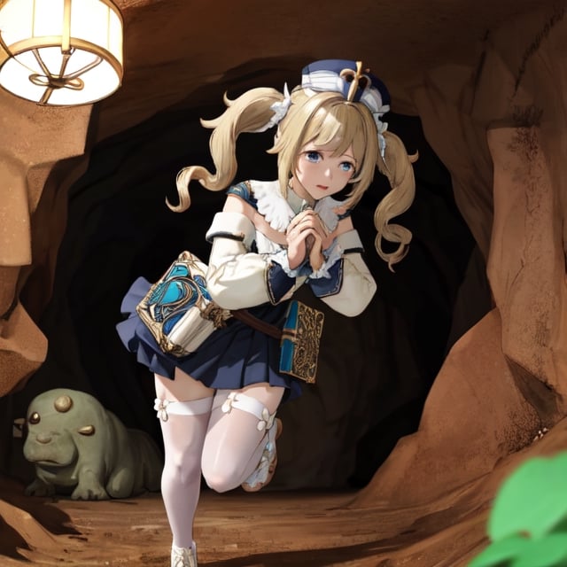 barbara (genshin impact),
1girl,
hat,
latin cross,
blonde hair,
long hair,
twintails,
twin drills,
blue eyes,
bow.
torn dres,
frilled skirt,
detached sleeves,

white pantyhose,
book,
belt
white pantyhose,
book,

blood, dirt, good hands, pretty face, mud, dungeon, full body, cave, cavern, torn stockings, many wounds,, torn dress, scared. praying, winter clothes, a lot of blood per suit, slimy insects, praying, crying, mud, a lot of blood, dark, hell, dungeon, at night, crying,  worms, running