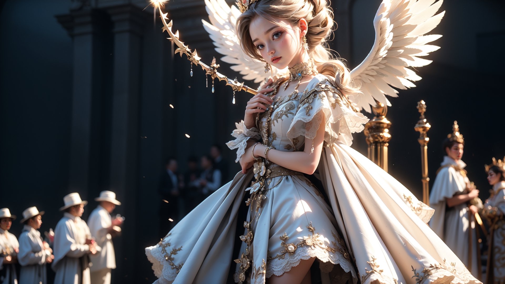 RAW photo, extremely delicate and beautiful, masterpiece, Best Quality, ultra high resolution, 16k, hyperrealistic, ultra-detailed, Very detailed CG 8k wallpaper, (best quality),(extremely intricate), (realistic), (sharp focus), (cinematic lighting), (extremely detailed), 

The girl angel warrior stands tall, her dual swords raised in the air. Her swords are long and slender, with blades that glow with a holy light. 

he archangel, standing aloft with thousands of angels, stands with his sword aloft.

She is wearing gleaming white armor, and 8 Angel Wings  are spread wide. She has a determined expression on her face, and her eyes are ablaze with determination. 

The girl angel warrior is not afraid. She has faced many challenges in her life, but she has always emerged victorious. She knows that she is fighting for what is right, and that gives her the strength to persevere. The girl angel warrior swings her swords, and the air crackles with energy. She is a force to be reckoned with, and her enemies should beware. Here is a more specific example of dual swords that the girl angel warrior could use: A pair of long, slender swords with silver blades and golden hilts. The blades are engraved with ancient runes that glow with a holy light. The hilts are shaped like a pair of angel wings, and they are encrusted with precious gems. These swords are not only beautiful, but they are also incredibly powerful. They are said to have been forged by a master swordsmith in the fires of heaven, and that they are imbued with the power of the angels. The girl angel warrior is the only one who can wield these swords to their full potential. She is a chosen one, and she has been entrusted with the task of protecting the innocent and fighting evil. With her dual swords in hand, the girl angel warrior is a unstoppable force. She is a champion of justice and a protector of the innocent. She is a beacon of hope in a world that is often dark and dangerous.,

Dragon armor, dragon slayer, dragon sword, the heavenly palace, the high-heaven palace, the angels preparing for battle, grant hall, shimmer lighting, black and white, cross bokeh,  soft focus background, vast view, 3d, midjourney ,no_humans, Dreamscape,Dragon Tattoo, Red Dragon Tattoo on the Arm, 

Beautiful Lighting, Perfect Lightning, Realistic Shadows, perfect anatomy, super Detailed skin, perfect figure,early 20s, pretty, sexy, highly detailed cute face, very large breast, voluminous breast, hourglass body shape, narrow waist, 

very small head, handsome detailed woman, very detailed eyes and face, realistic face proportions, Stunning detailed eyes, Realistic beautiful face, very small face, Realistic beautiful eyes, makeup, earring, bare legs, beautiful and very shiny thin legs, beautiful and very thin thighs,

Cute girl, long curly blonde hair, a pure white dress, blue eyes, fabulous white see-through korea-style clothes with complex patterns, see-through lace, (see-through mesh stockings), long heel, jewelry and jewelry, floating silk ribbons, masterpiece, high detail, complex and detailed background, in the background the space, a small a trickle, early morning, dew on the leaves, a light fog has almost dissipated, a mystical atmosphere, volumetric lighting, thin with a graceful figure,

 low contrast, rooftop, ancient korea, dynamic move, at night, landscape photo, ,dragon ear, gullveig, fullbody,huoshen,mecha
,fireman,mecha,mecha musume, angel, wings,iron, metal, eight-wing archangel, 8 Angel Wings,

nude, eight-body figure, 

gang bang, breasts exposure,  female genital, no hair in the genitalia, caress one's genital organs, Orgasm, squeeze one's chest, sunshine, naked, sex, missionary position, (suffering:1.3), (eyes_open), tear, (Squirming:1.2), (facing viewer), 2 girls, girls kissing, 

,fate/stay background,4rmorbre4k,EpicSky,marb1e4rmor,hdsrmr,spartanspartanarmor,blessedtech,wedding dress,after shower towel wrapped,weddingdress