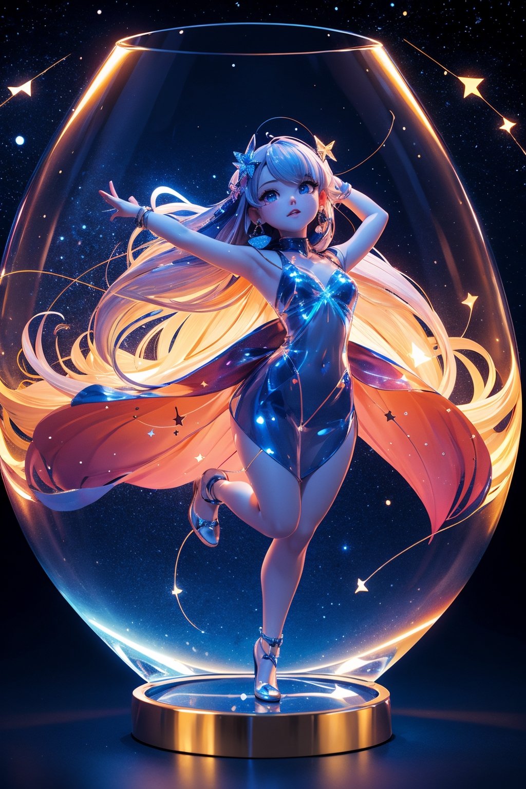 ATwelve constellations cute figure, light, transparent material, shimmer, pop mart style,3D,high-definition