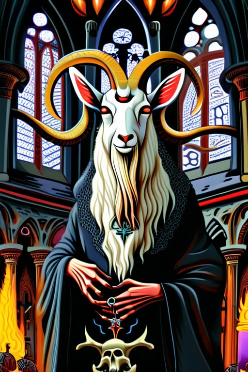 Demon Baphomet,  intricately detailed with goat-like features,  adorned with occult symbols by Korsow on Tensor.Art