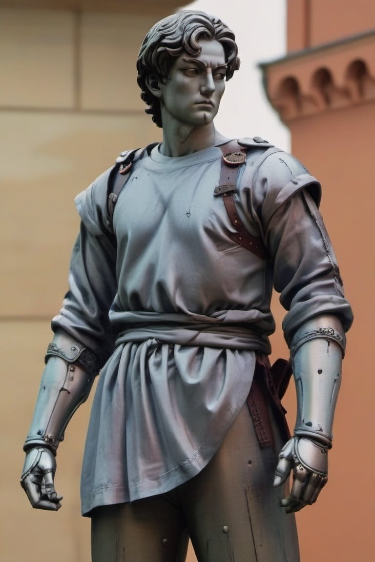 a statue of a man with a shirt on ((renaissance style)) , cyborg:0.5