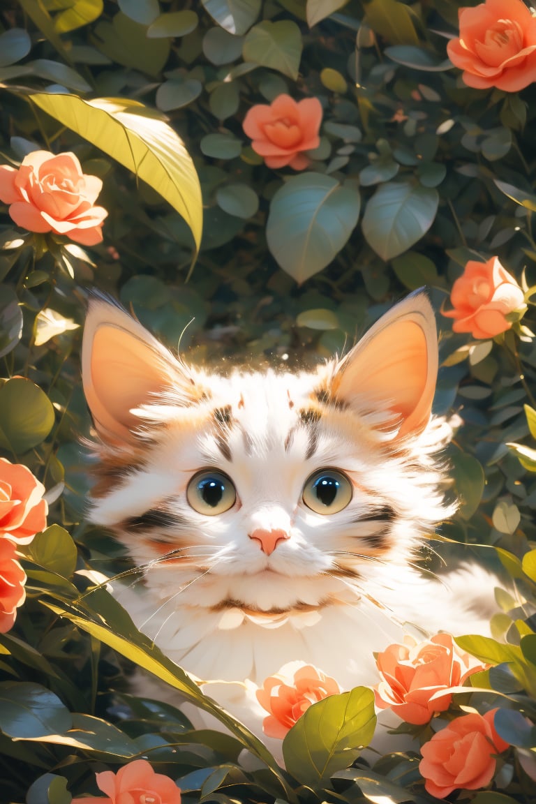 a black cat with a flower crown on its head, beautiful fantasy painting, photorealiste, 🎀 🪓 🧚, discord profile picture, he is greeting you warmly, wears a light grey crown, crown of roses, art for the game, very beautiful fur, large pastel, nicodemus, ad image, leesha hannigan, by Sarah Louisa Kilpack,HYPER REAL CAT ,calico cat,Cats