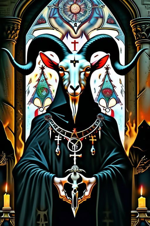 Demon Baphomet,  intricately detailed with goat-like features,  adorned with occult symbols by Korsow on Tensor.Art