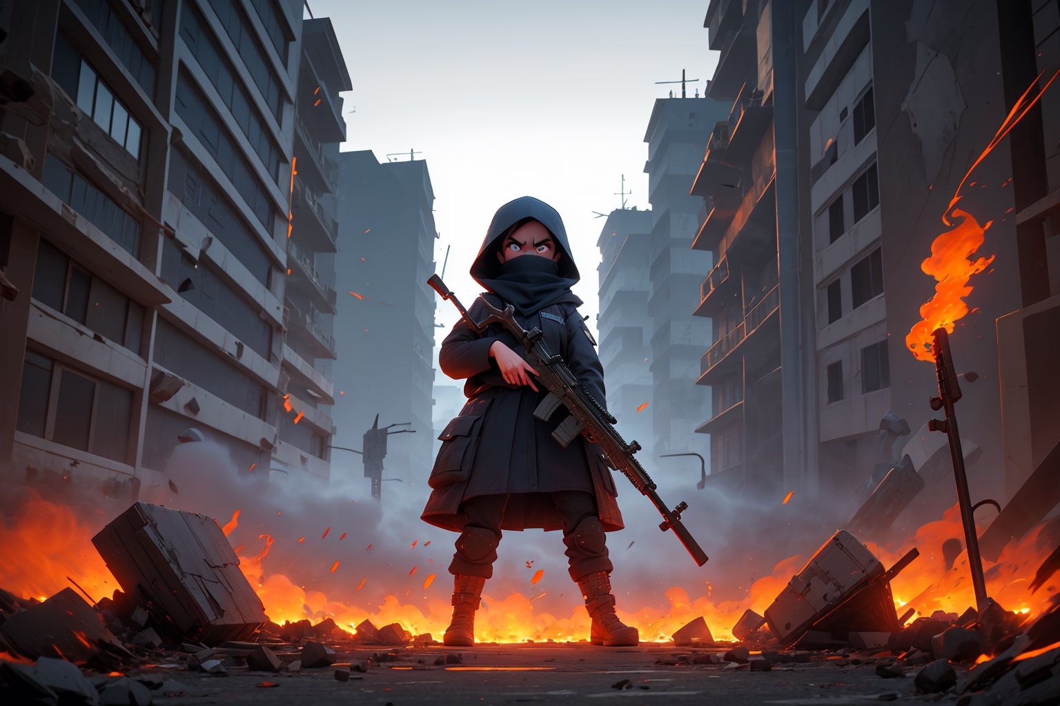 on the outside
assault rifle, holding a rifle, soldier clothing,
Iran, Afghanistan
fire, war crimes, apocalypse, war crimes, terrorism, terrorist, destroyed car

  assault rifle, firearm
Debris, destruction, ruined city, death and destruction.
​
multiple girls, 3 grils
chibi, baby
Angry, angry look, 
child, child focusloli focus, a girl dressed as a soldier, surrounded by war destruction, cloudy day, high quality, high detail, immersive atmosphere, fantai12,DonMG414, horror,full body,full_gear_soldier,full gear,soldier,r1ge,xxmixgirl, ,realistic,ink 