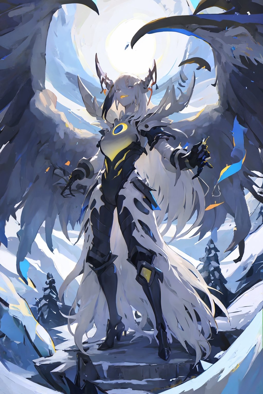 Opium bird, standing, feathers, white feathers, bird, birdman, humanoid, bird head, with extremely long beak, long beak, long mouth, full body, bird legs, bird arms, sinister, terrifying, beautiful , ragged, wide body, fat

High quality, HD, 4kHD, cinematic, atmospheric, realistic, ultra-realistic
snow, mountain, cloudy, gray sky, dark clouds
Detail,lora:largebulg1-000012:1,AIDA_NH_humans