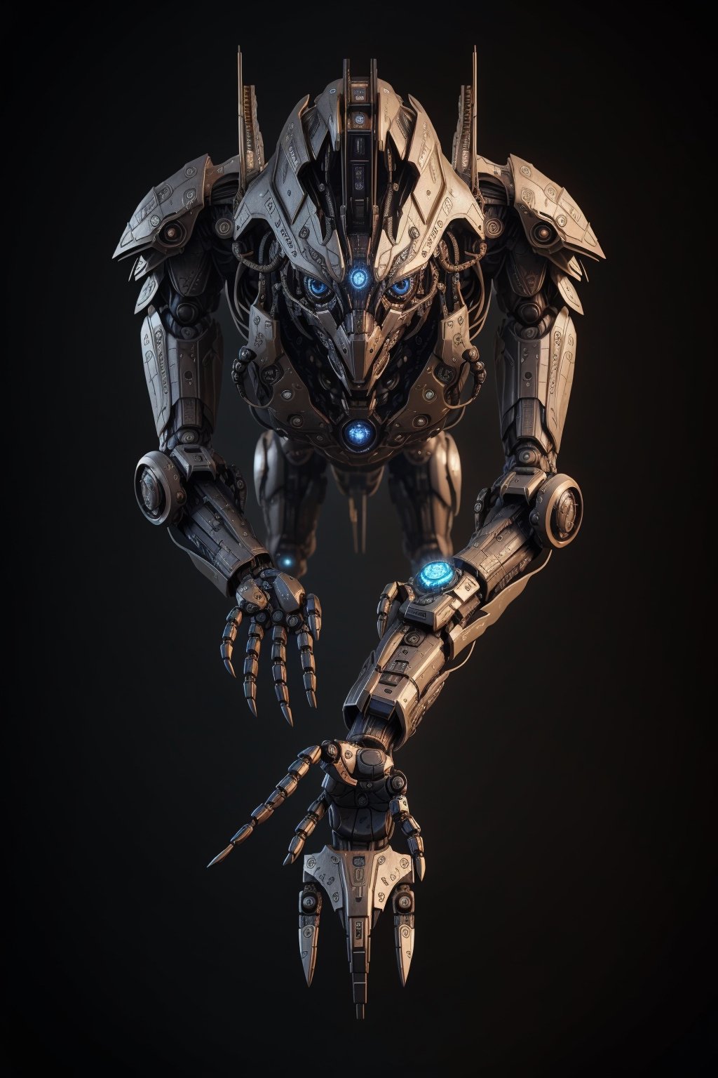 Epicrealism,Circle,dwemertechrobotic eagle, render 8k unreal engine, cables and gears, photorealistic, logo, logo with facialistic touches, robotic eagle logo,Mecha body,dwemertech