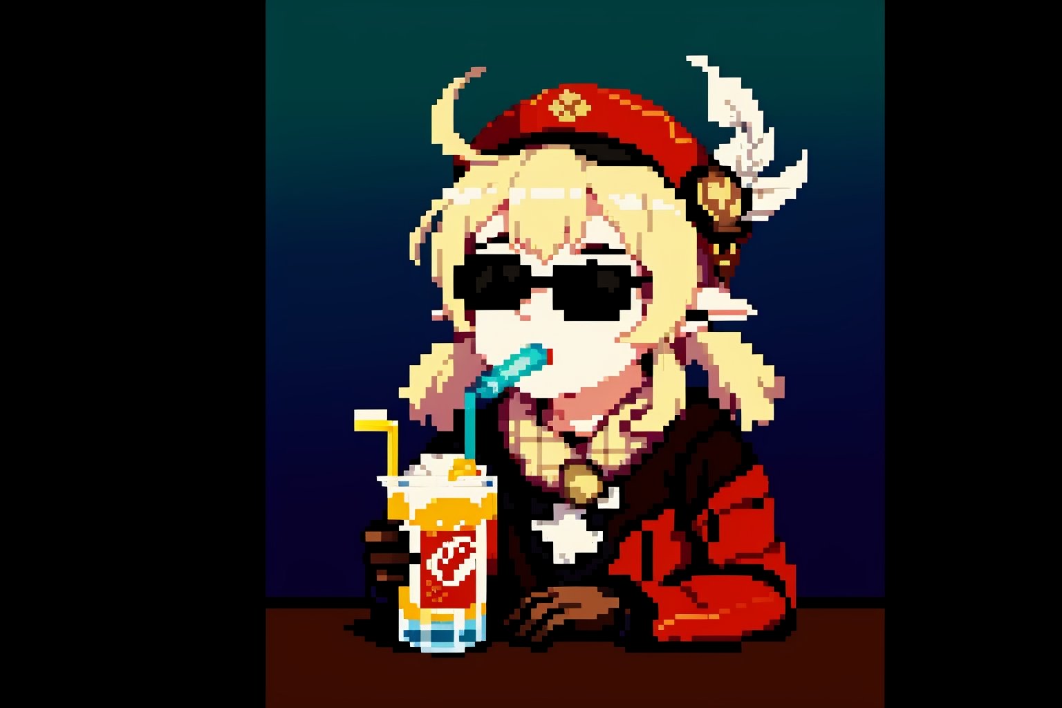 Unicorn with sunglasses drinking coke, COCA-COLA, drink, drinking coke, realistic, photorealistic, cinematic, Magical Fantasy style, Magical Fantasy style, neon photography style,3DMM,perfect,hand,Pixel art,Pixel world,kleedef