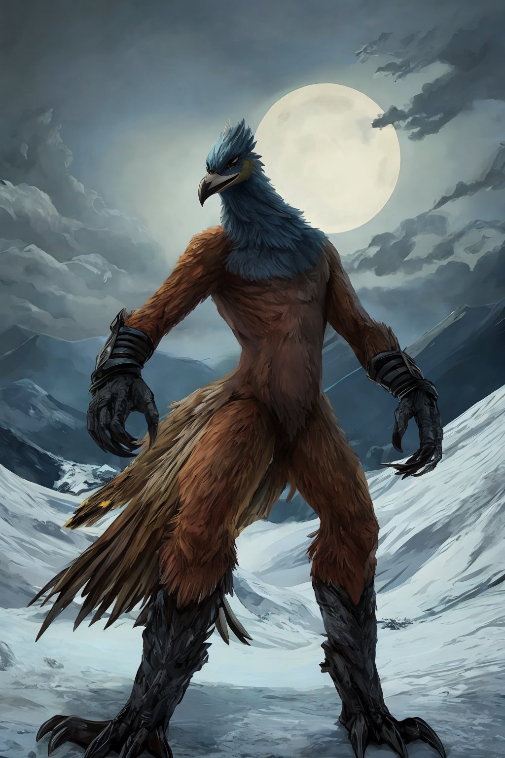 Opium bird, standing, feathers, white feathers, bird, birdman, humanoid, bird head, with extremely long beak, long beak, long mouth, full body, bird legs, bird arms, sinister, terrifying, beautiful , ragged, wide body, fat

High quality, HD, 4kHD, cinematic, atmospheric, realistic, ultra-realistic
snow, mountain, cloudy, gray sky, dark clouds
Detail,lora:largebulg1-000012:1,AIDA_NH_humans,Pixel art,lora:largebulg1-000012:1,lora:largebulg1-000012:1