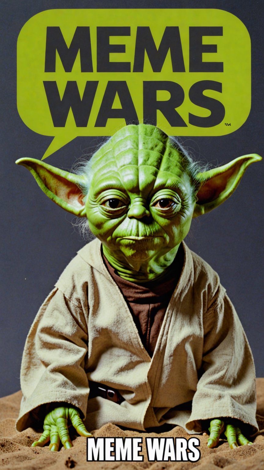 Photo of Yoda with text bubble that says "meme wars" 