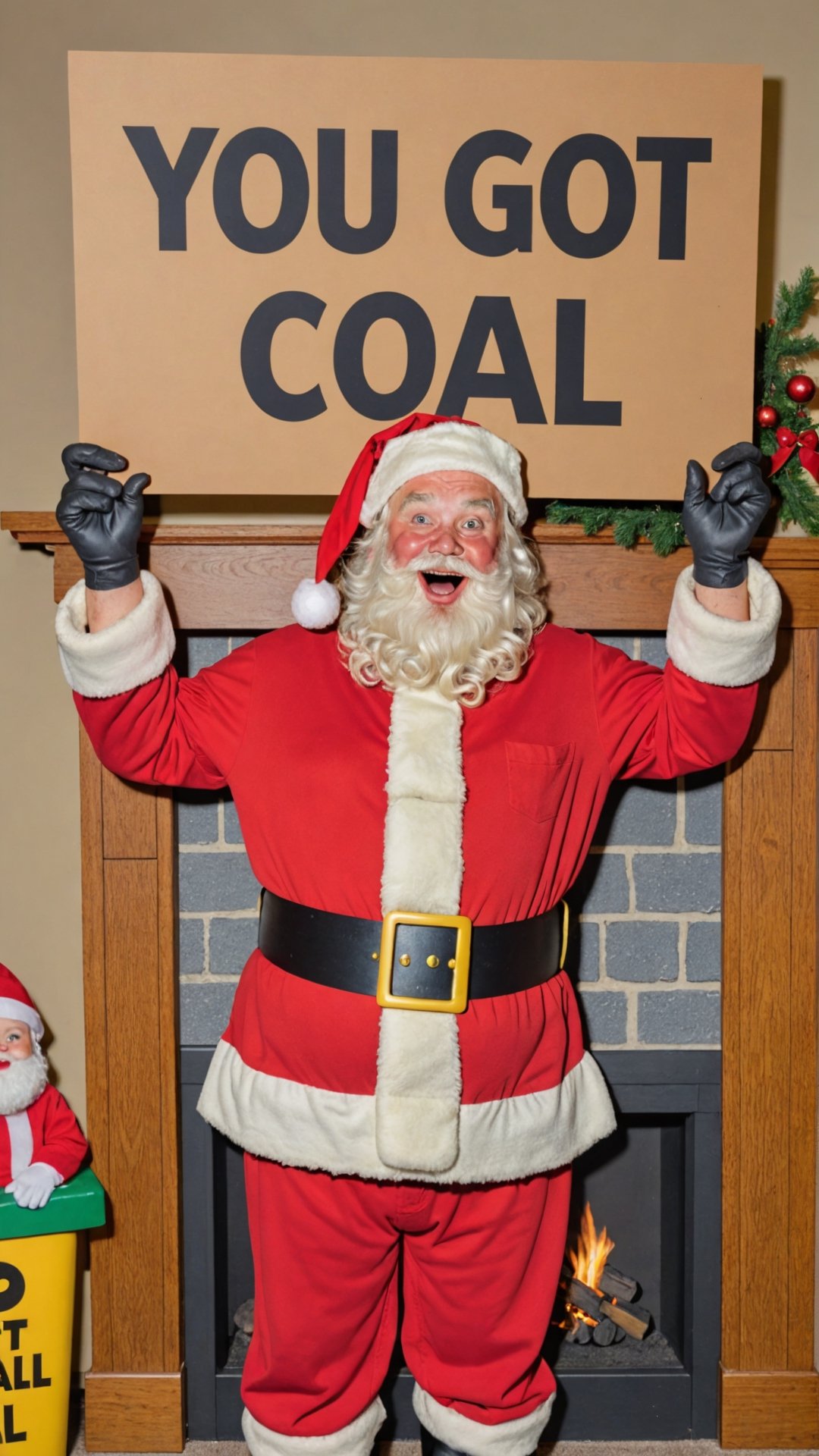 Photo of santa with a sign that says "you got coal" by Skratch4merz on Tensor.Art