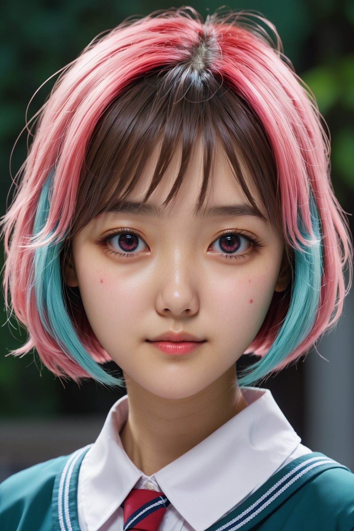 HONG KONG Girl ((September Ai)) ,  AQUA short messy hair,  masterpiece by AlanLeung2 on Tensor.Art