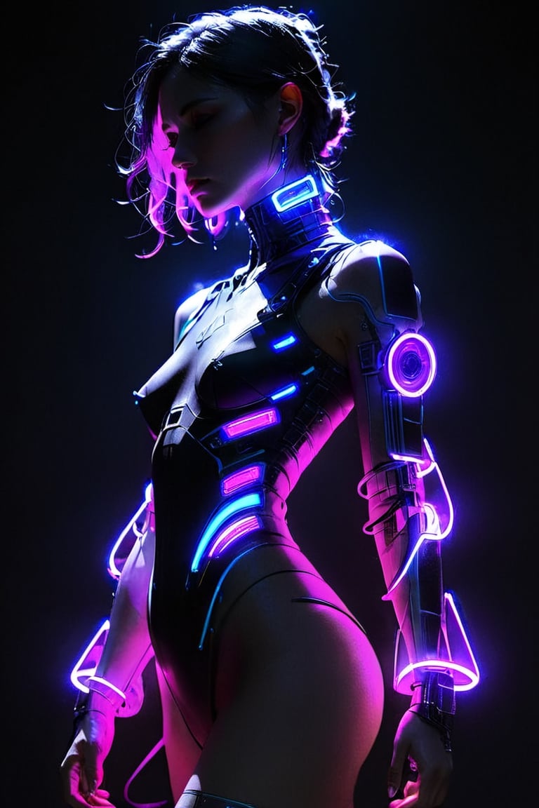 xxmix,  Silhouette of woman ,  neon light by Aiartmanager on Tensor.Art