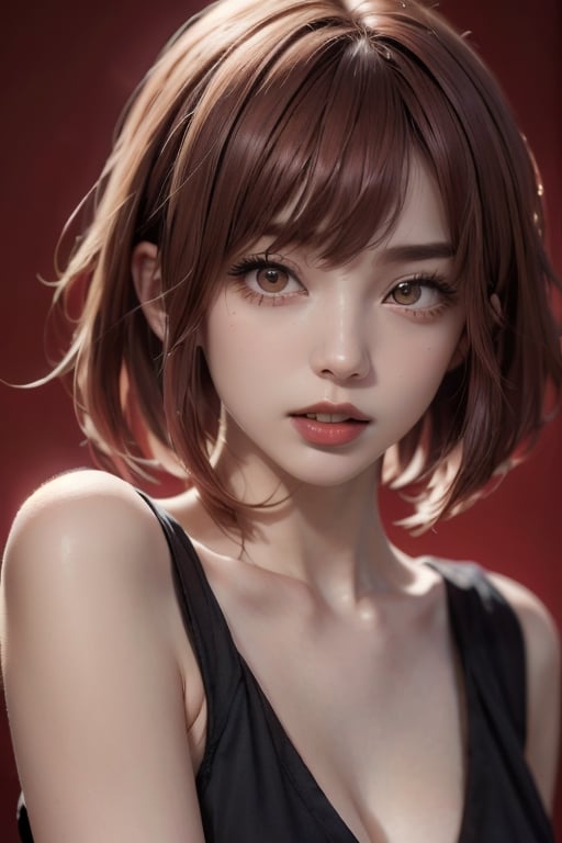 a 20 yo woman,long hair,dark theme, soothing tones, muted colors, high contrast, (natural skin texture, hyperrealism, soft light, sharp),red background,simple background, sad_face , red eyes
,zbxr,makima\(chainsaw man\) , redeyes, redeyes, red_hair, full_body,urban techwear,High detailed ,EpicSky , lip_bite, short-hair, shorthair , lip_biting , aheago, ahe_gao, ahegao_face, eye_rolling , tongue, sticking_out_tongue, sticking_tongue_out,
