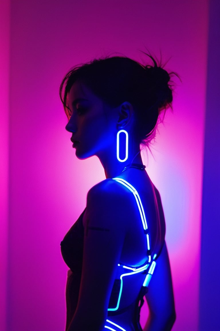 xxmix,  Silhouette of woman ,  neon light by Aiartmanager on Tensor.Art