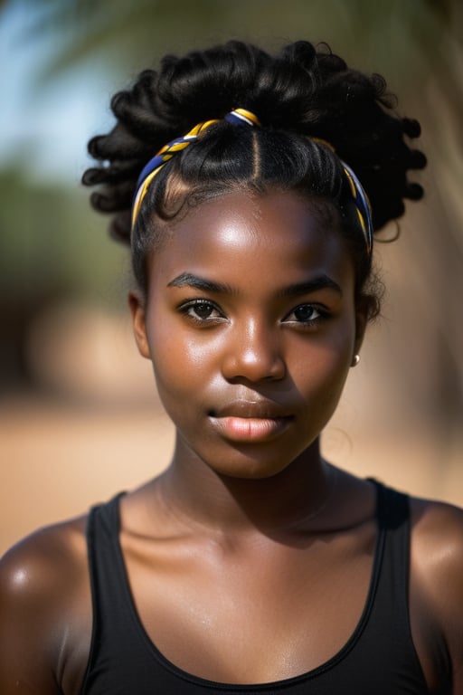 135mm, f2.8, for a dramatic and isolated portrait with a long focal length and a shallow depth of field,African girl,18 years old,Black girl,Beauty