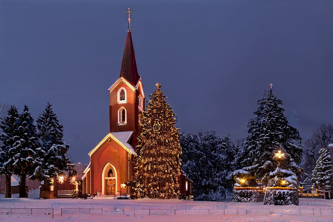 Church,  snowy,  Christmas festival by SuperUltraMega on Tensor.Art