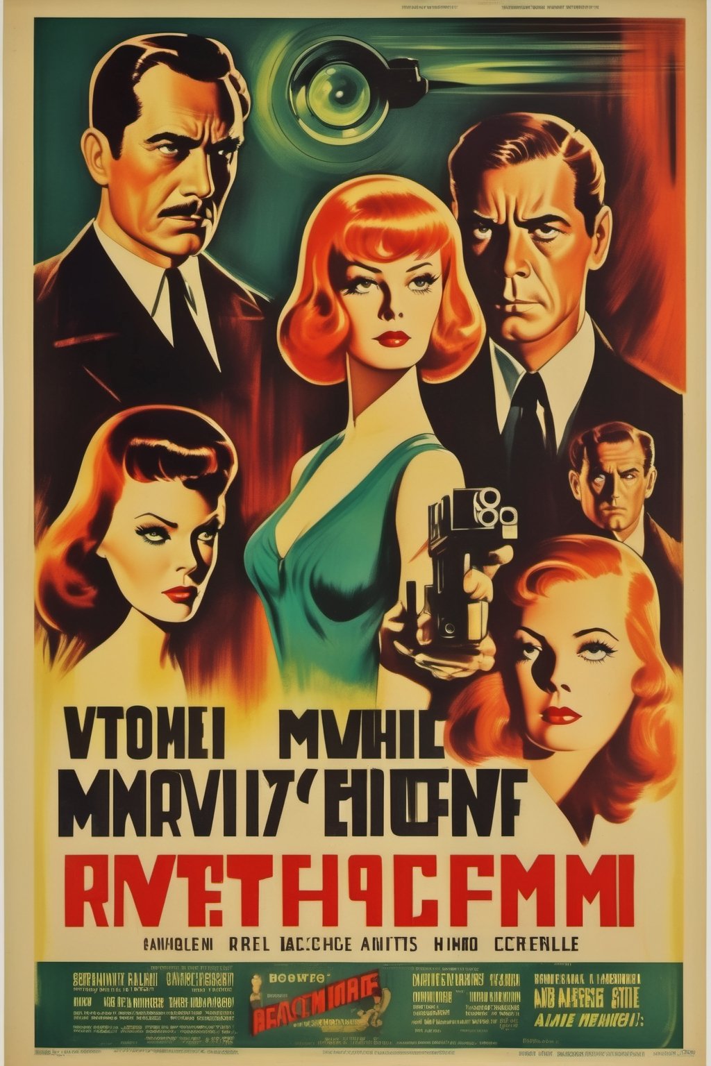 Movie Poster - a vintage poster for a mystery movie including the title and credits,poster