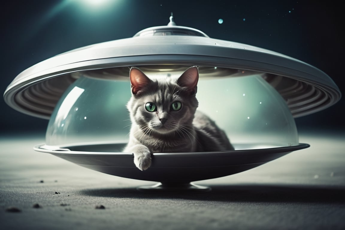 Photo of alien Cat inside a flying saucer