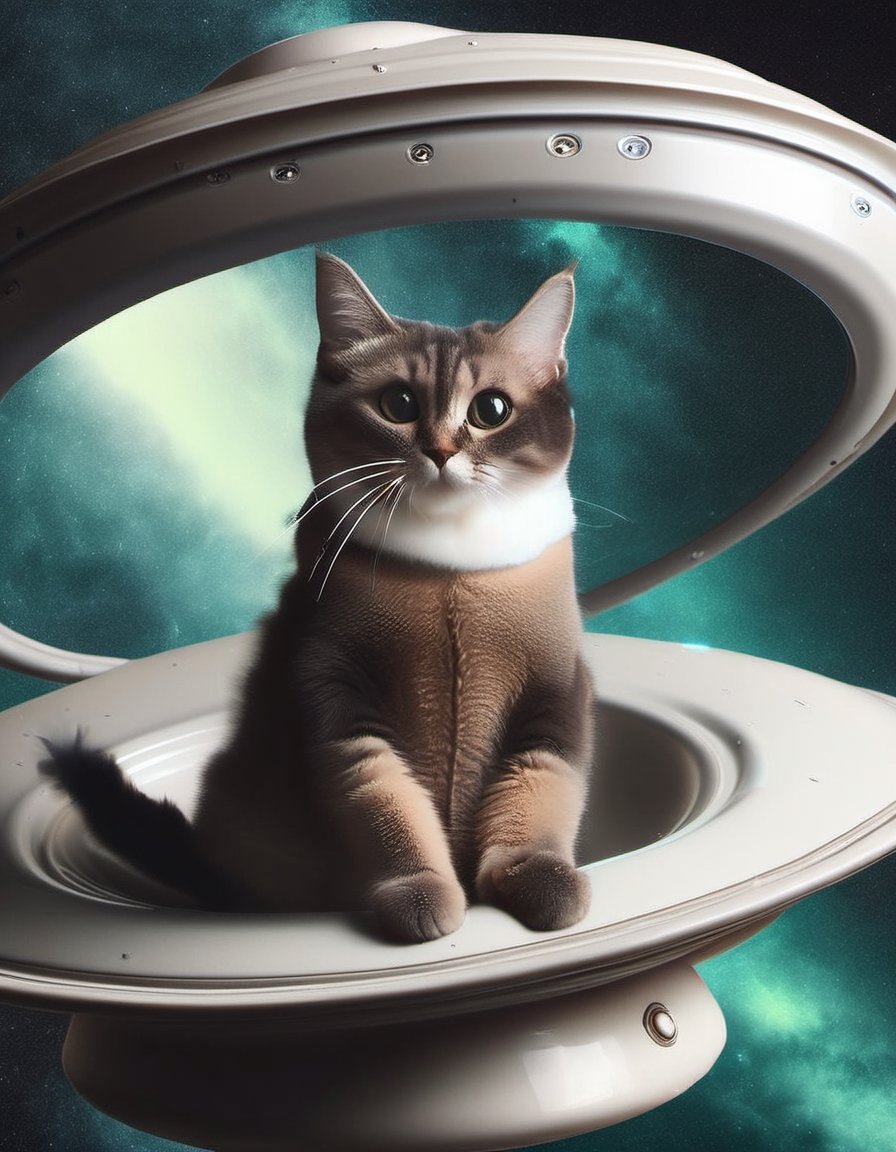 Photo of alien Cat inside a flying saucer