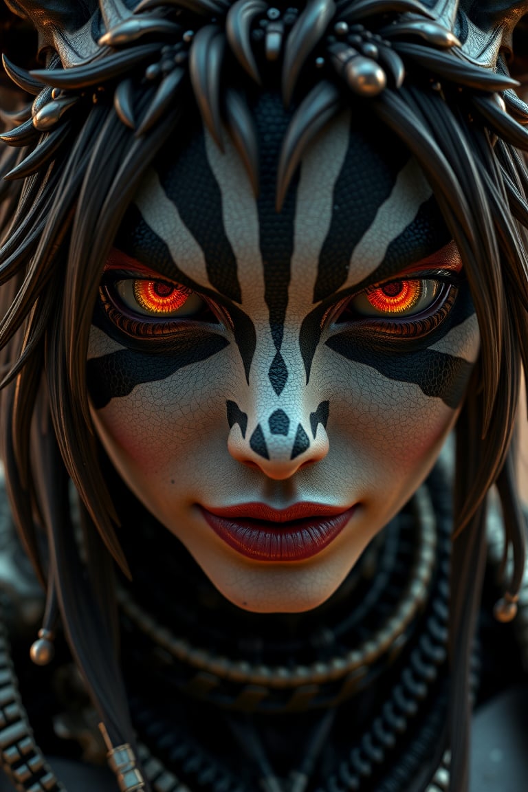 Mad Max furries and cyborg. intricate abstract, ultra intricately detailed 3D render, global illumination, by Beksinski's Ilya Prima's striped eyes with kind smile her hair, rembrandt, style from Anime series CGSociety,hyper realistic, 4k HDR, octane render, photographic, highajic, very stylish young James Audrey as Ayanamiyareenshotatalieocalyptic after 