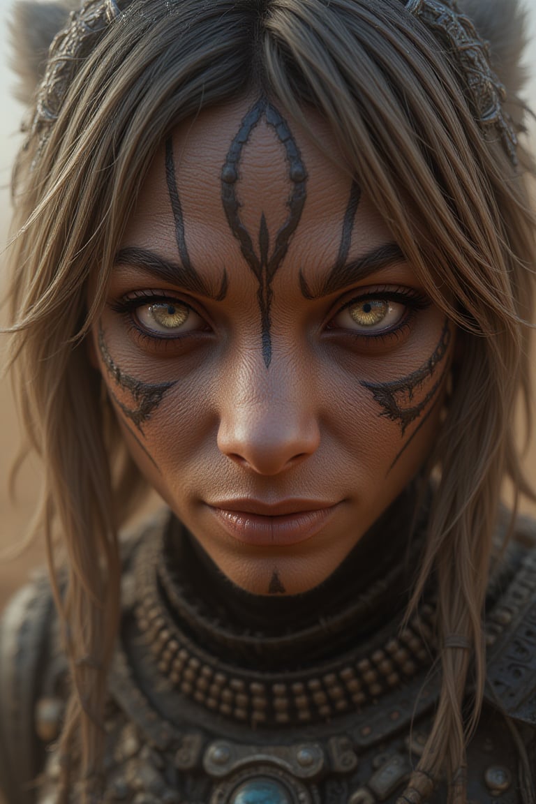 Mad Max furries and cyborg. intricate abstract, ultra intricately detailed 3D render, global illumination, by Beksinski's Ilya Prima's striped eyes with kind smile her hair, rembrandt, style from Anime series CGSociety,hyper realistic, 4k HDR, octane render, photographic, highajic, very stylish young James Audrey as Ayanamiyareenshotatalieocalyptic after 