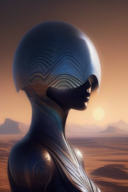 A spellbinding creature from the depths of space,  the mesmeric post-modern martian is depicted in this concept art line d...