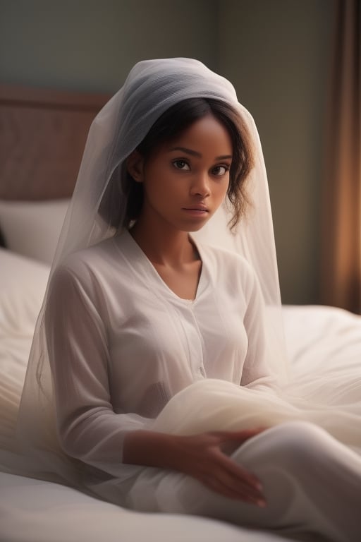 a woman sitting on a bed with a mosquito net over her head and a remote control in her hand, Chinwe Chukwuogo-Roy, cinematic still, a screenshot, video art,1girl, bed, black hair, blurry, blurry foreground, curtains, depth of field, long hair, realistic, sitting, solo,High-res, impeccable composition, lifelike details, perfect proportions, stunning colors, captivating lighting, interesting subjects, creative angle, attractive background, well-timed moment, intentional focus, balanced editing, harmonious colors, contemporary aesthetics, handcrafted with precision, vivid emotions, joyful impact, exceptional quality, powerful message, in Raphael style, unreal engine 5,octane render,isometric,beautiful detailed eyes,super detailed face and eyes and clothes,,More Detail,detailmaster2,<lora:659095807385103906:1.0>