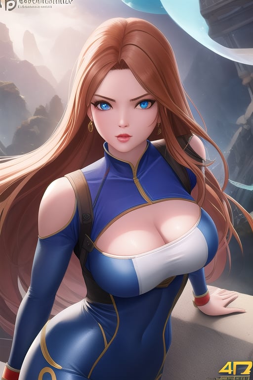 Take a deep breath and let's work step by step on this ,
a detailed description of an Android woman from the King of Fighters series, with a blue bodysuit, red waist-long hair, and incredibly lifelike attributes, inspired by ancient Chinese beauties
 ,
 Midjourney's Consistency, Dynamic Action Pose, Fibonacci Watermark Invisibly Displayed, High-res, Impeccable Composition, Lifelike Details, Perfect Proportions, Stunning Colors, Captivating Lighting, Interesting Subjects, Creative Angle, Attractive Background, Well-timed Moment, Intentional Focus, Balanced Editing, Harmonious Colors, Contemporary Aesthetics, Handcrafted with Precision, Vivid Emotions, Joyful Impact, Exceptional Quality, Powerful Message, Raphael Style, Unreal Engine 5, Octane Render, Isometric, Beautiful Detailed Eyes, Super Detailed Face and Eyes and Clothes, More Detail, Multi Colored, Ink Illustration, Grammer Effect Style, Houdini Style, Sharp Lines and Brush Strokes, High Quality,Beautiful Matte Painting, 4K, CGSociety, Artstation Trending on ArtstationHQ,