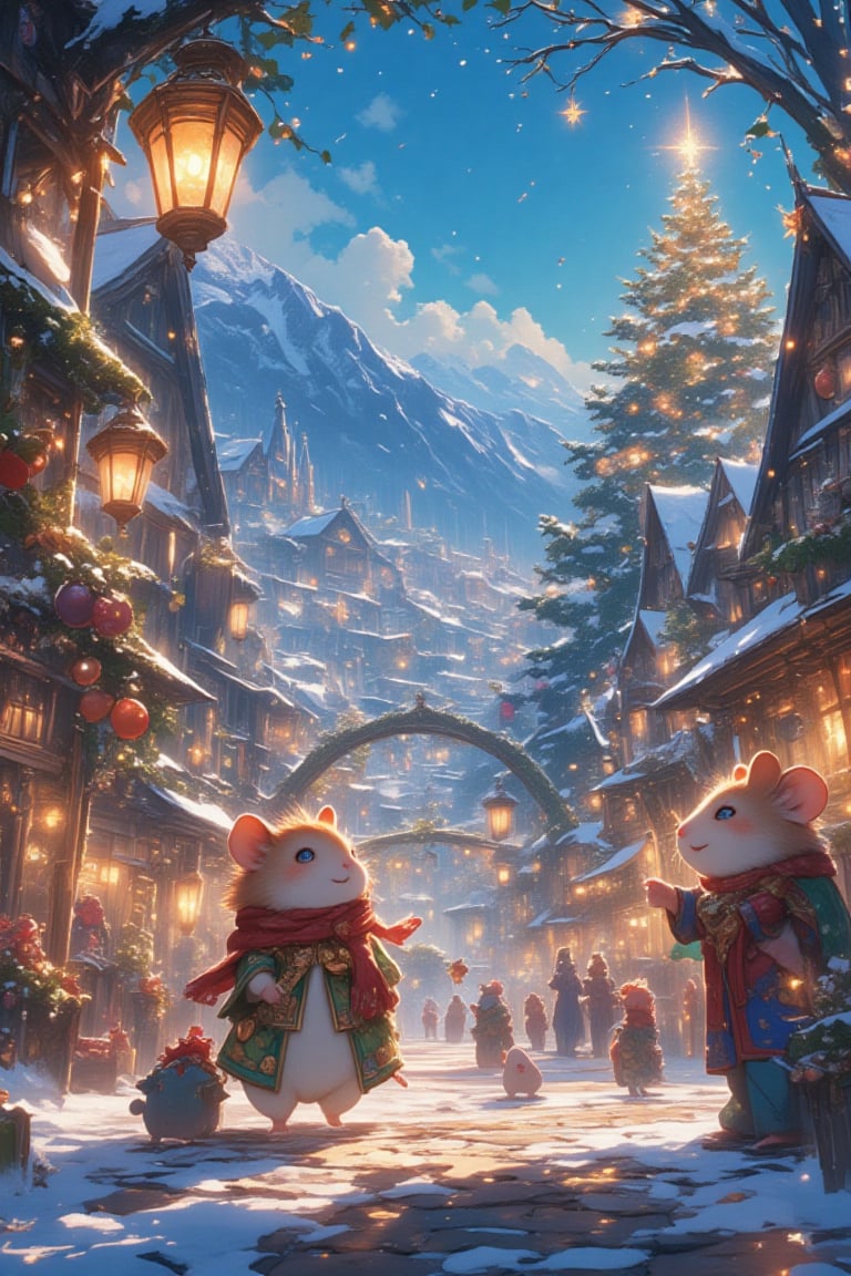 (Imagine a charmingly cute hamster character in the heart of a mystical village that seems lifted right out of the imagina...