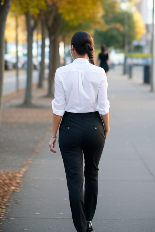 attractive young woman, walking away from the viewer, back view,1girl