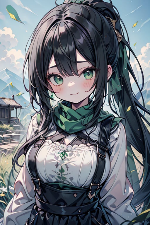 She is a woman of immeasurable beauty, black hair, green scarf, teenager, green eyes, gesticulated look, happy, egocentric, beautiful clothes, a masterpiece, detailed, high quality, very high resolution, peasant clothes , perfect face, poor, overalls, masterpiece, good quality, excellent quality, hair in a Two ponytail, headscarflittle girl, loli, young girl, narcissistic, contemptuous smile, egocentric, busty loli, big breasts
loli, little girl, young girl, field.

