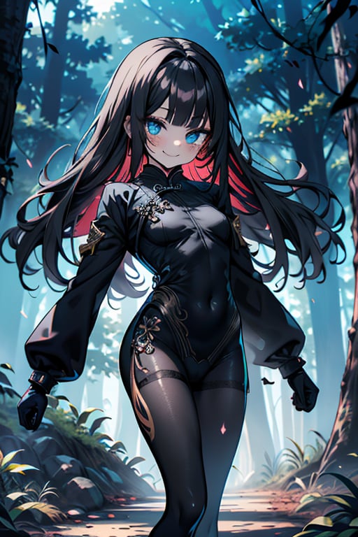 black hair,  blue eyes,  black qipao with by Endelot on Tensor.Art
