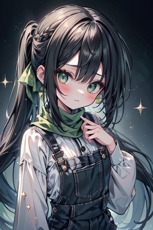 She is a woman of immeasurable beauty, black hair, long hair, green scarf, teenager, green eyes, gesticulated look, happy, egocentric, beautiful clothes, a masterpiece, detailed, high quality, very high resolution, peasant clothes , perfect face, poor, overalls, masterpiece, good quality, excellent quality, hair in a Two ponytail, headscarflittle girl, loli, young girl

