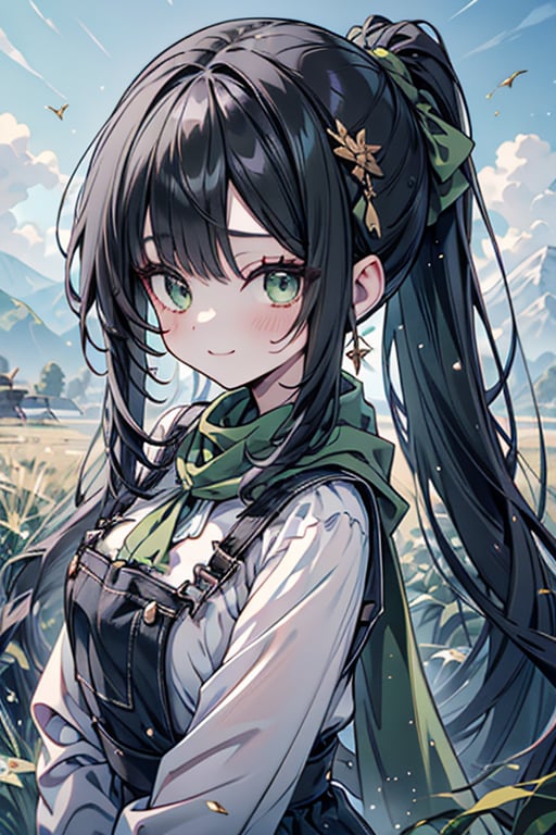 She is a woman of immeasurable beauty, black hair, green scarf, teenager, green eyes, gesticulated look, happy, egocentric, beautiful clothes, a masterpiece, detailed, high quality, very high resolution, peasant clothes , perfect face, poor, overalls, masterpiece, good quality, excellent quality, hair in a Two ponytail, headscarflittle girl, loli, young girl, narcissistic, contemptuous smile, egocentric, busty loli, big breasts
loli, little girl, young girl, field.

