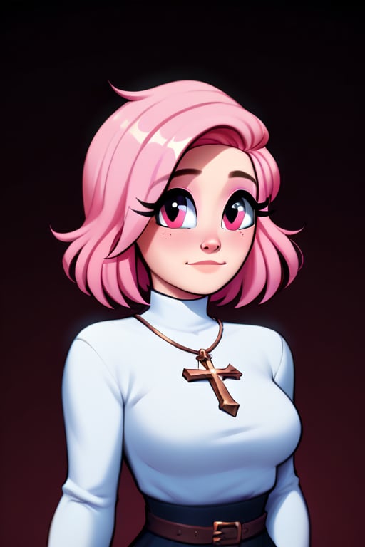 saymanart style, score_4_up, score_5_up, score_6_up, score_7_up, score_8_up, score_9, good_hands, good_face, pink_eyes, pink_hair, medium_hair, medium_breasts, roleplaying, dungeons_&_dragons, cleric, 