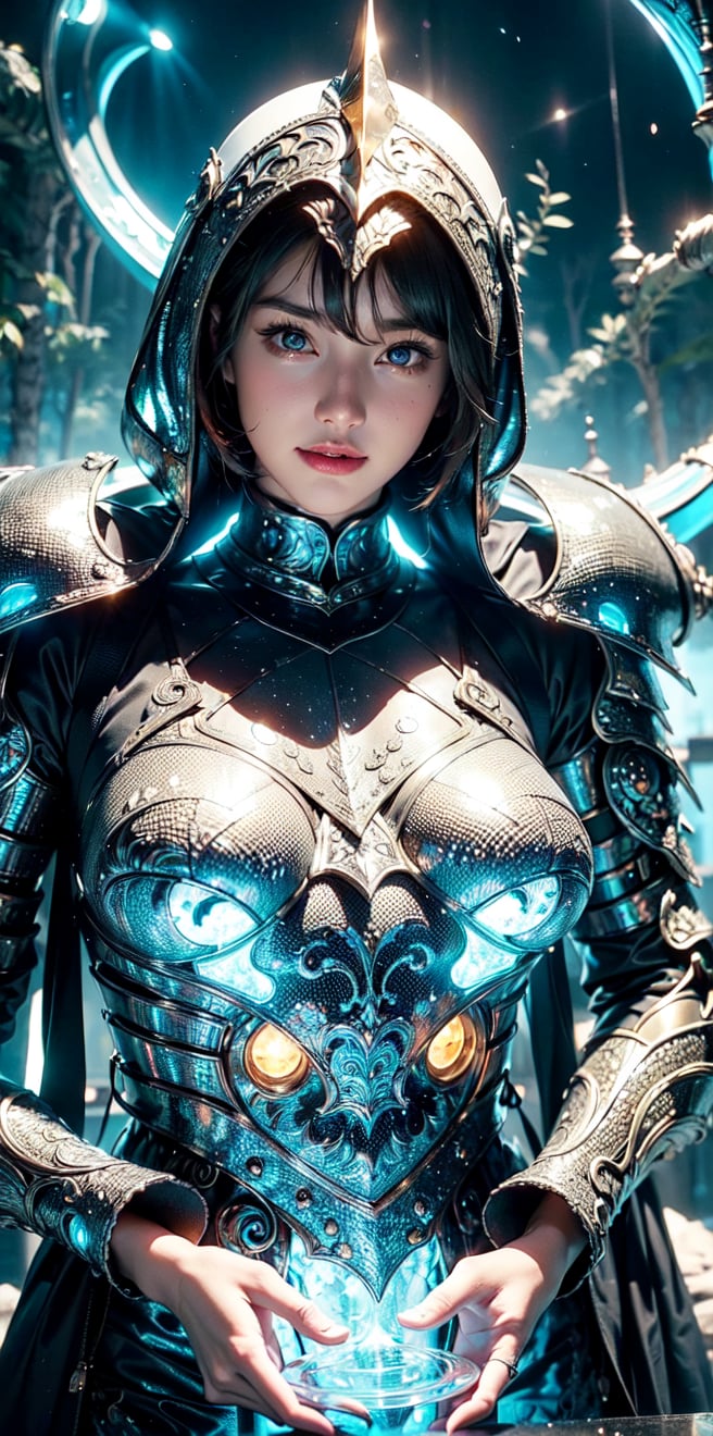 (paladin)|golem,  (moon-shaped puppet set heavy_armour),  Fantasy visual effects by ghostwolfthree on Tensor.Art