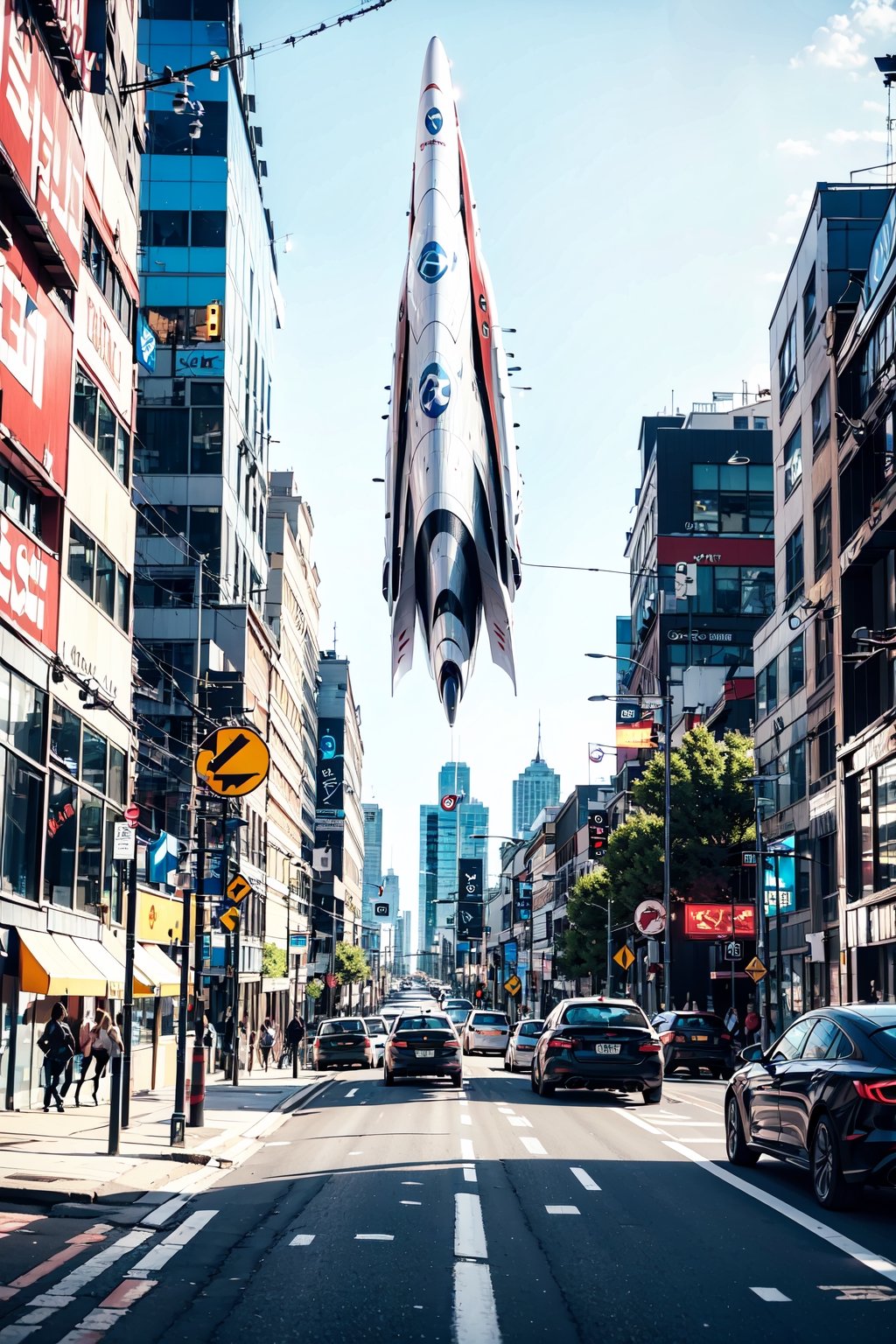 spaceship,street scenery