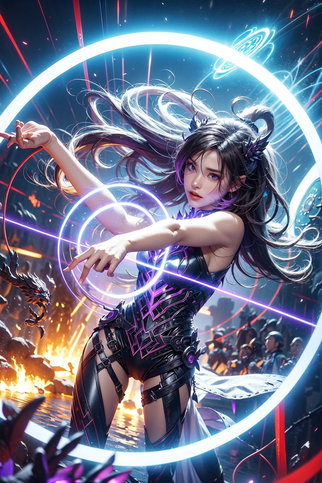 Paladin trapped in magic_circle,  purple and red entanglement,  crystal and silver entanglement by ghostwolftwo on Tensor.Art
