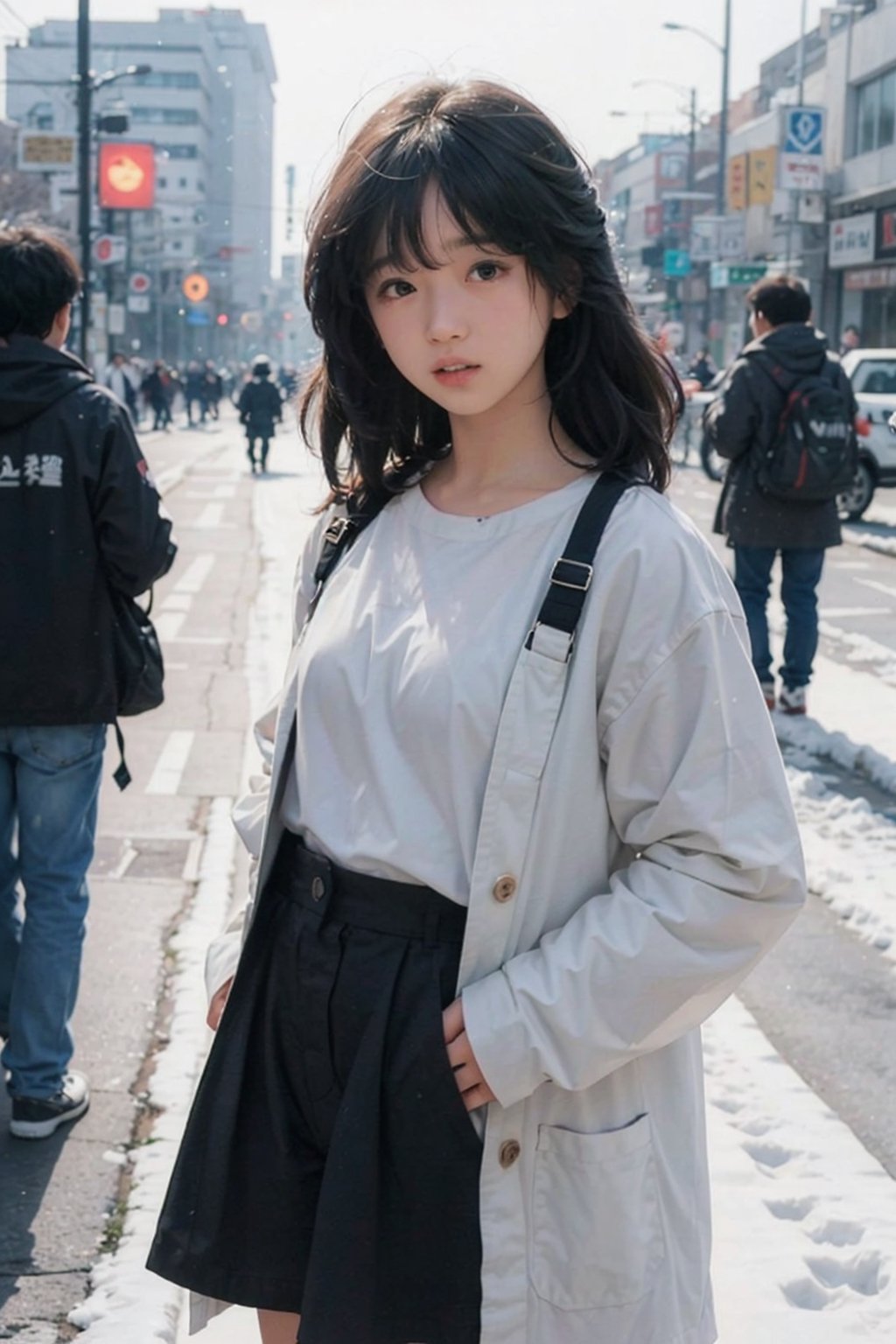 a sexy 18 years old k-pop idol, Seoul street, standing, pubic_hair_(female),akinanakamori
Winter,Snow