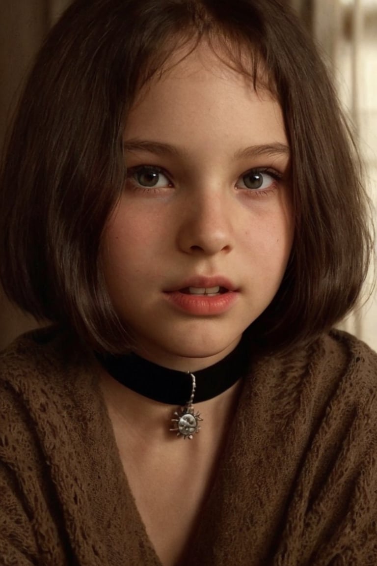 Beautiful face, 8k ,HDR, Masterpiece, hyperrealistik, Natalie Portman as 11 yo little tween girl Matilda from die movie "Leon the profi",Matilda, Natalie Portman as 11 yo little tween girl Matilda with hot body from die movie "Leon the profi",Matilda, Full body view, (background new yorck)